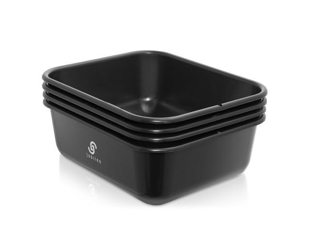 Jubilee 4-Pk Plastic Storage Bin, 11L Black Bus Utility Tub Heavy Duty Commercial Dishwashing Box for Restaurant Kitchen Organization and Storage
