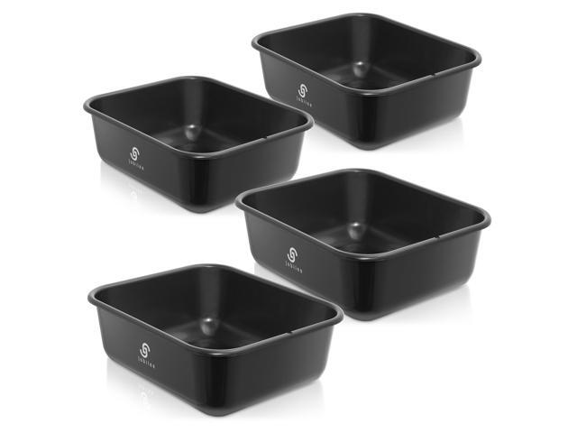 Jubilee 4-Pk Plastic Storage Bin, 11L Black Bus Utility Tub Heavy Duty Commercial Dishwashing Box for Restaurant Kitchen Organization and Storage