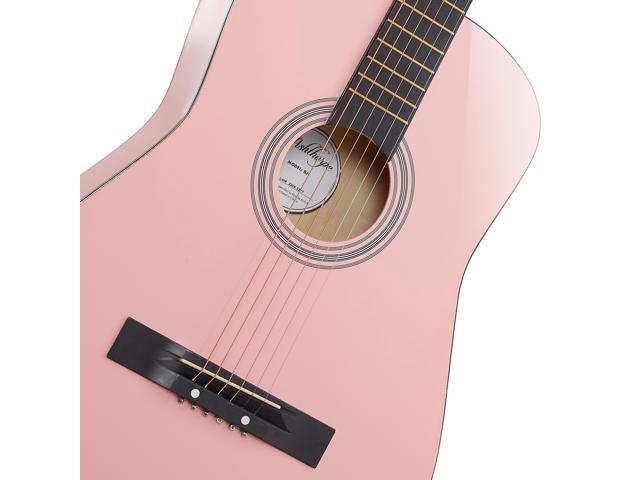 Ashthorpe 38-inch Beginner Acoustic Guitar Package (Pink), Basic Starter Kit w/ Gig Bag, Strings, Strap, Tuner, Picks