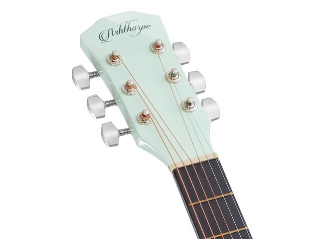 Ashthorpe 41-inch Beginner Cutaway Acoustic Guitar Package (Mint Green), Full Size Basic Starter Kit w/ Gig Bag, Strings, Strap, Tuner, Picks