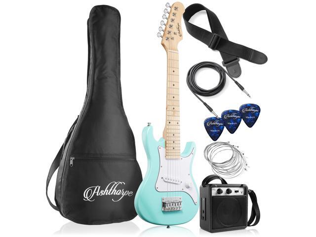 Ashthorpe 30-inch Beginner Electric Guitar Kit with Amplifier (Teal), Basic Starter Package w/ Gig Bag, Strings, Strap, Picks