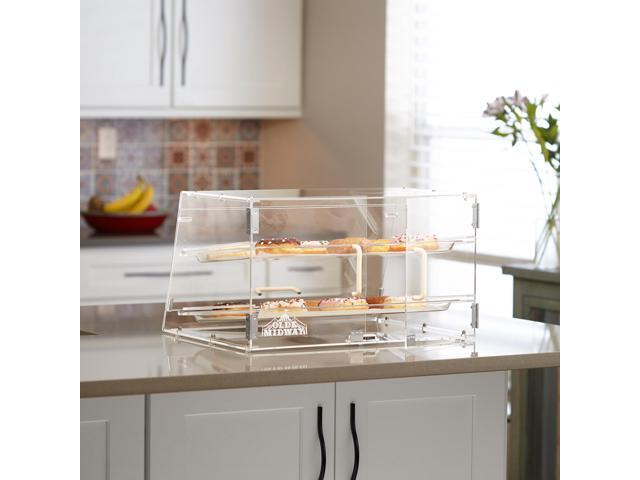 Olde Midway Pastry Display Case - 2-Tier, Commercial Acrylic Countertop Bakery Display Cabinet with Removable Trays