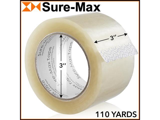 Sure-Max 12 Rolls Extra-Wide Shipping & Packing Tape (3' x 110 yard/330' each) - Moving & Adhesive Carton Sealing - 2.0mil Clear