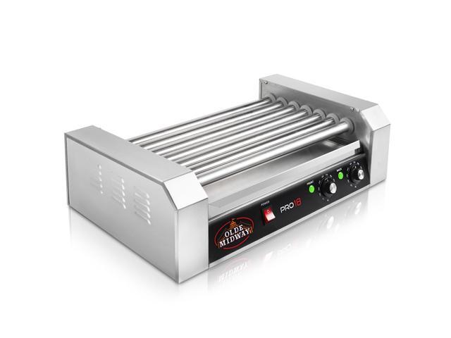 Olde Midway Electric 18 Hot Dog 7 Roller Grill Cooker Machine 900-Watt - Commercial Grade
