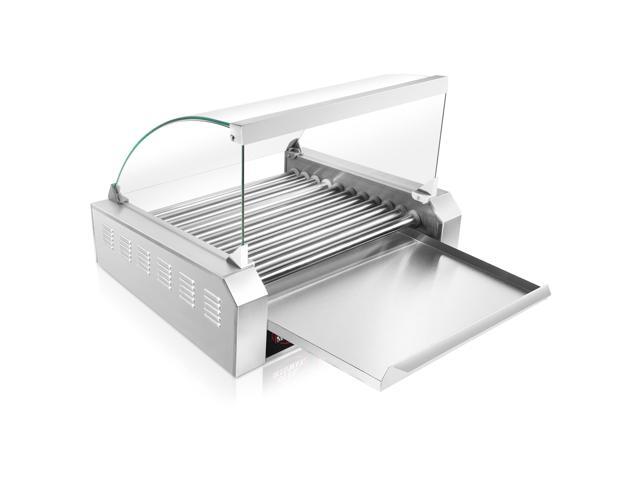 Olde Midway Electric 30 Hot Dog 11 Roller Grill Cooker Machine with Cover 1400-Watt - Commercial Grade