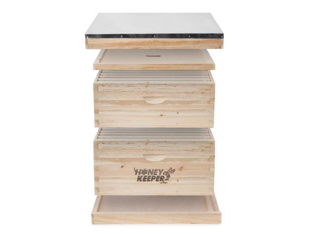 Honey Keeper Beehive 20 Frame Complete Box Kit (10 Deep and 10 Medium) with Metal Roof for Langstroth Beekeeping