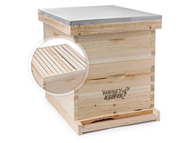 Honey Keeper Beehive 20 Frame Complete Box Kit (10 Deep and 10 Medium) with Metal Roof for Langstroth Beekeeping