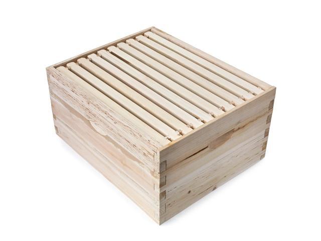 Honey Keeper Beehive 10 Frame Kit Super Box and 10 Deep Frames with Foundations for Langstroth Beekeeping