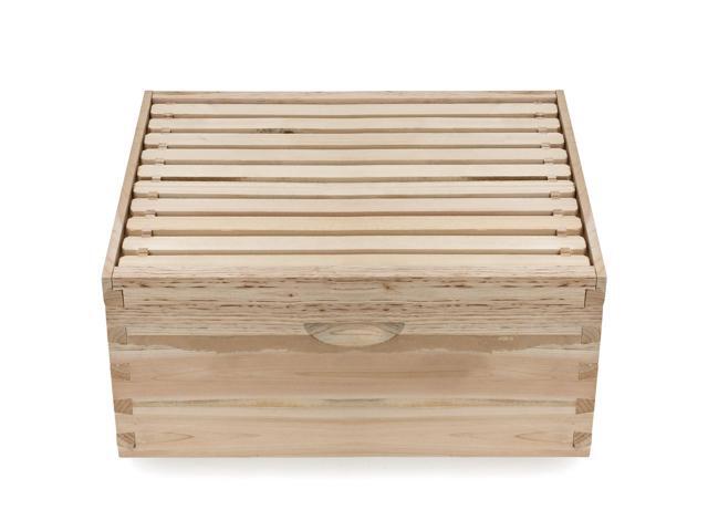 Honey Keeper Beehive 10 Frame Kit Super Box and 10 Deep Frames with Foundations for Langstroth Beekeeping