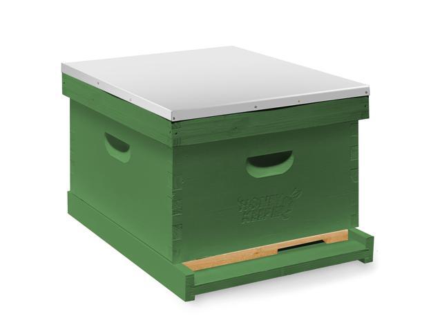 Honey Keeper Beginner Beehive Kit, Fully Assembled and Painted Starter Set with Hive Body & 10 Frames, Green