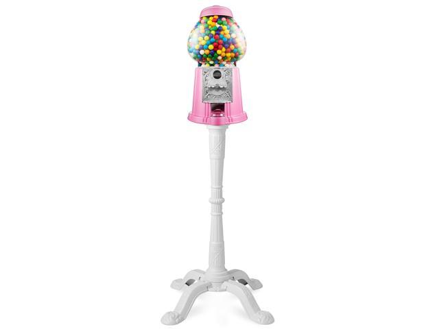 Olde Midway 15' Gumball Machine with Stand - Pink, Vintage-Style Bubble Gum Candy Dispenser with Glass Globe and Metal Base