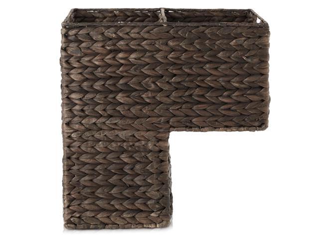 Casafield Stair Step Basket with Handles, Espresso Dark Brown - Woven Water Hyacinth Staircase Basket Storage Bin Organizer