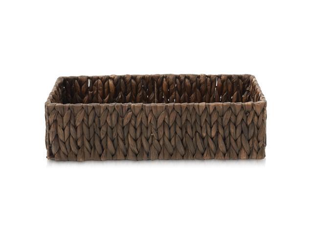 Casafield Set of 2 Bathroom Storage Baskets, Espresso - Water Hyacinth, 16' W x 6.75' D x 4.25' H, Woven Toilet Tank Topper Bins for Organizing...
