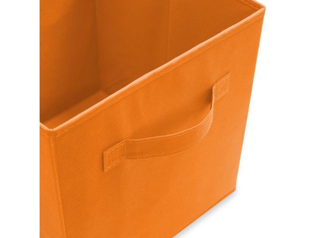 Casafield Set of 6 Collapsible Fabric Cube Storage Bins, Orange - 11' Foldable Cloth Baskets for Shelves, Cubby Organizers & More