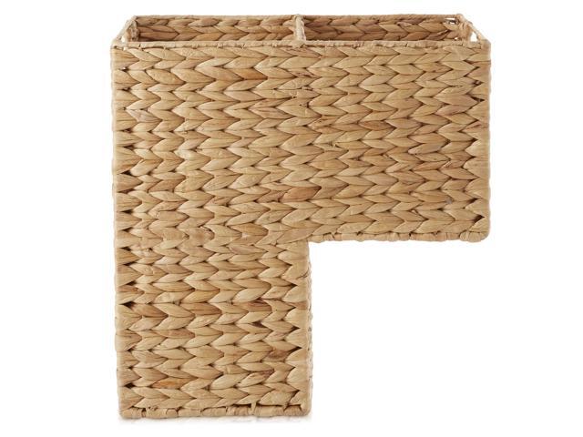 Casafield Stair Step Basket with Handles, Natural - Woven Water Hyacinth Staircase Basket Storage Bin Organizer