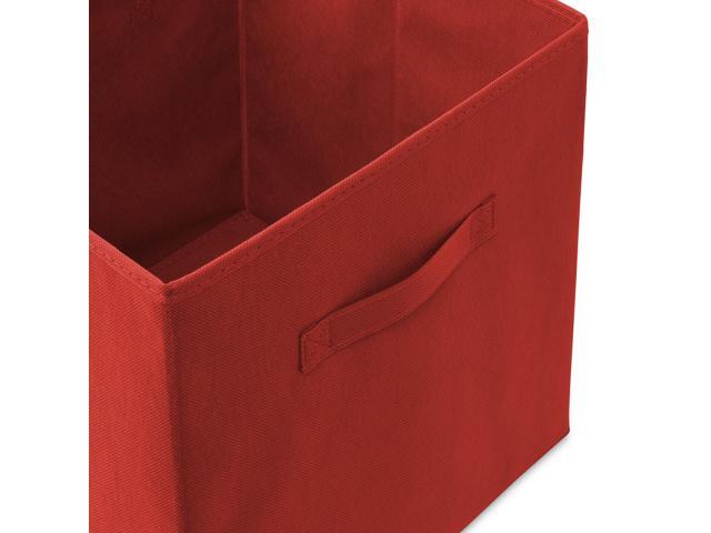 Casafield Set of 6 Collapsible Fabric Cube Storage Bins, Red - 13' Foldable Cloth Baskets for Shelves, Cubby Organizers & More