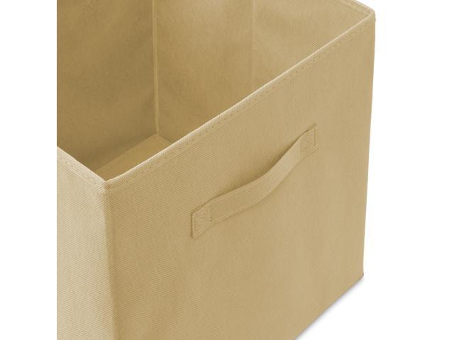 Casafield Set of 6 Collapsible Fabric Cube Storage Bins, Sandy Beige - 13' Foldable Cloth Baskets for Shelves, Cubby Organizers & More