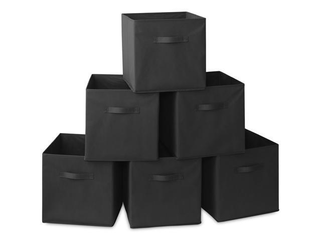 Casafield Set of 6 Collapsible Fabric Cube Storage Bins, Black - 13' Foldable Cloth Baskets for Shelves, Cubby Organizers & More