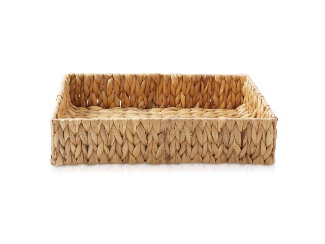 Casafield Set of 2 Bathroom Storage Baskets, Natural - Water Hyacinth, 15.75' W x 11.25' D x 3.25' H, Woven Toilet Tank Topper Bins for Organizing...
