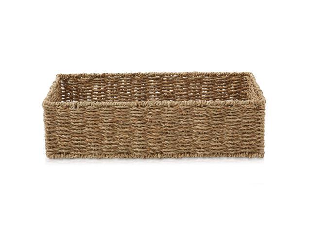 Casafield Set of 2 Bathroom Storage Baskets, Natural - Seagrass, 16' W x 6.75' D x 4.25' H, Woven Toilet Tank Topper Bins for Organizing Tissues,...