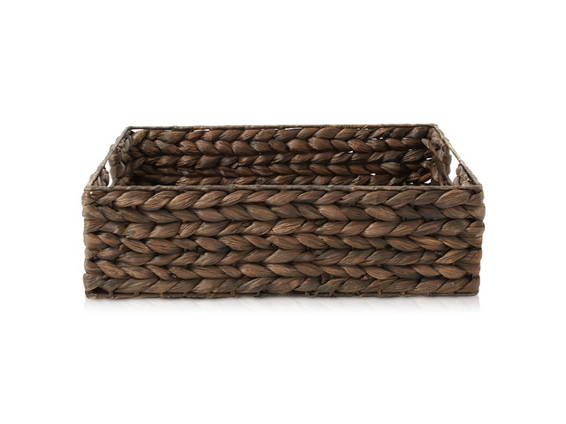 Casafield Set of 4 Water Hyacinth Pantry Baskets, 12-1/2' x 17' x 5', with Chalkboard Labels and Chalk Marker - Espresso, Woven Storage Bin...