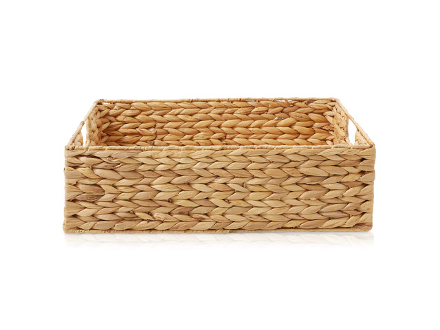 Casafield Set of 4 Water Hyacinth Pantry Baskets, 12-1/2' x 17' x 5', with Chalkboard Labels and Chalk Marker - Natural, Woven Storage Bin...