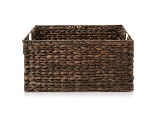 Casafield Set of 2 Water Hyacinth Pantry Baskets, 12-1/2' x 17' x 8', with Chalkboard Labels and Chalk Marker - Espresso, Woven Storage Bin...