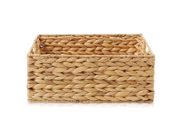 Casafield Set of 2 Water Hyacinth Pantry Baskets, 12-1/2' x 17' x 8', with Chalkboard Labels and Chalk Marker - Natural, Woven Storage Bin...