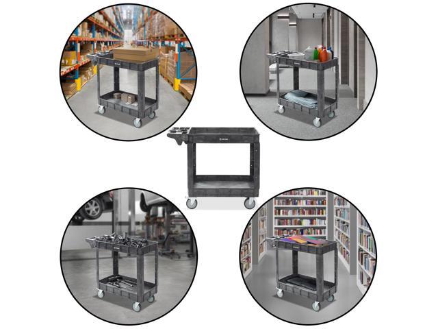 Dryser Utility Cart with Wheels, 40' x 17' Heavy Duty 550 lb. Capacity with Shelves - 2 Tier Rolling Cart with Four 5' Swivel Casters for...