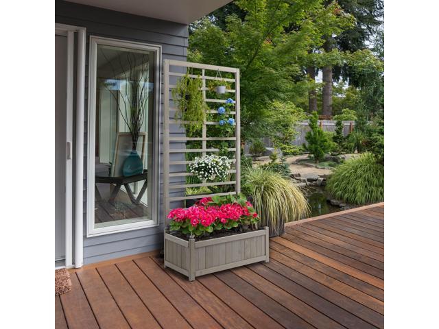 Casafield Wooden Climbing Planter Box - Raised Garden Bed with Trellis Plant Stand for Outdoor