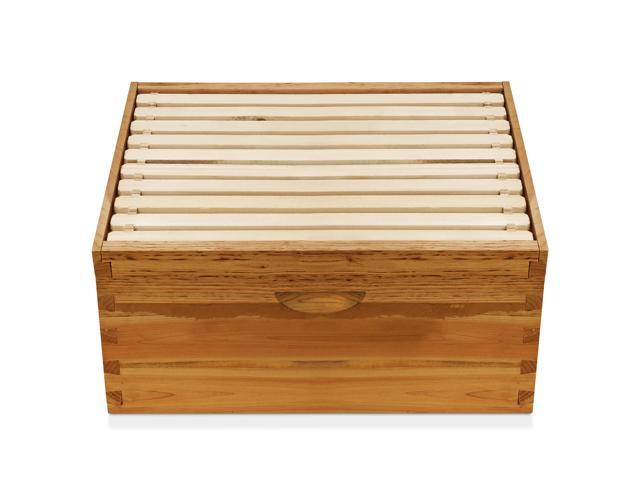 Honey Keeper 100% Beeswax Beehive 10 Frame Kit Super Box and 10 Deep Frames with Foundations for Langstroth Beekeeping