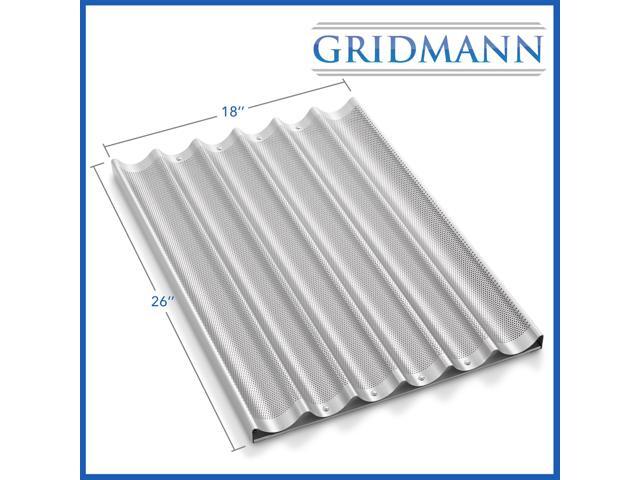 GRIDMANN 18' x 26' Commercial 6 Count Long Aluminum Baguette Pan, Perforated French Bread Loaf Baking Pan
