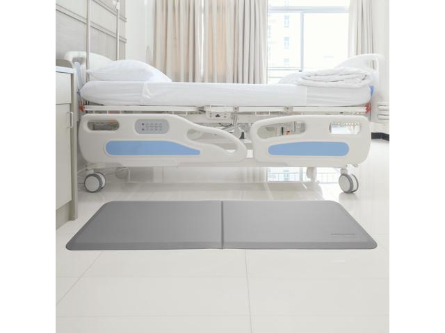 Made Medical 73' x 24' Bi-Fold Bedside Non-Slip Fall Mat for Elderly - Fall Prevention Anti-Skid Pad with Beveled Edge Anti-Fatigue Floor Mat, Gray