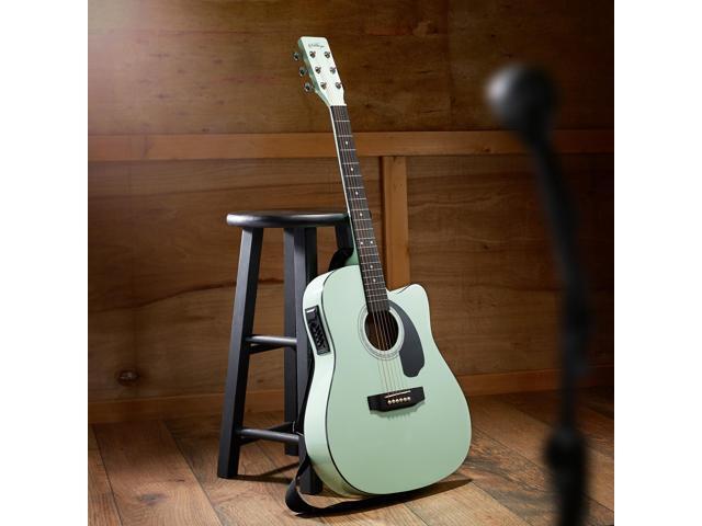 Ashthorpe Full-Size Cutaway Thinline Acoustic-Electric Guitar Package - Premium Tonewoods - Mint Green