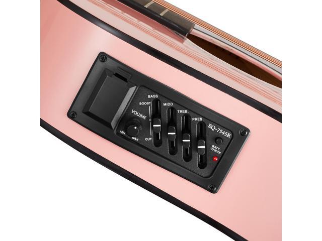 Ashthorpe Full-Size Cutaway Thinline Acoustic-Electric Guitar Package - Premium Tonewoods - Pink