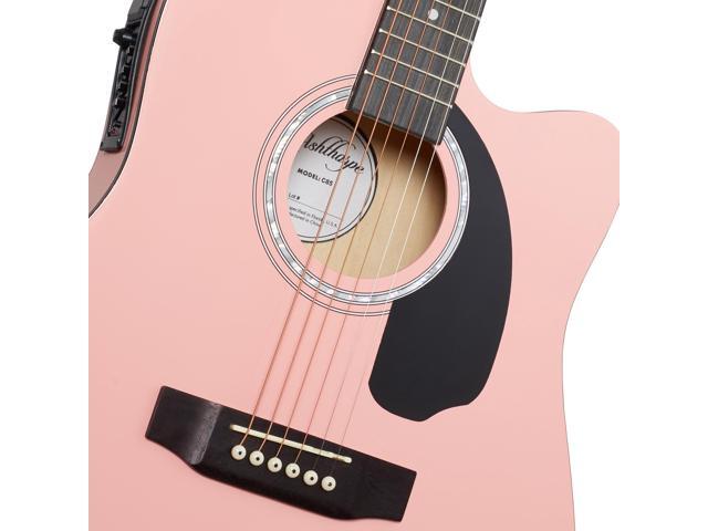 Ashthorpe Full-Size Cutaway Thinline Acoustic-Electric Guitar Package - Premium Tonewoods - Pink