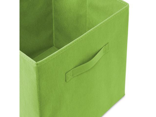 Casafield Set of 12 Collapsible Fabric Cube Storage Bins, Lime Green - 13' Foldable Cloth Baskets for Shelves, Cubby Organizers & More