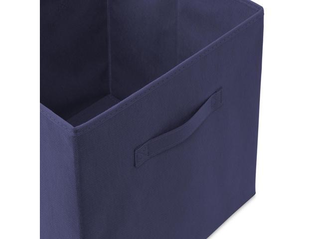 Casafield Set of 12 Collapsible Fabric Cube Storage Bins, Navy Blue - 13' Foldable Cloth Baskets for Shelves, Cubby Organizers & More