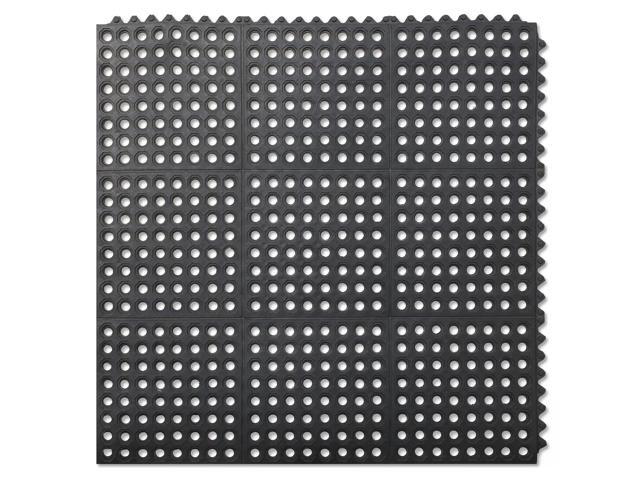 GRIDMANN Rubber Interlocking Floor Mat, 36' x 36' Non-Slip Anti-Fatigue Drainage Mat for Restaurants, Commercial Kitchens, Bar Floors, Black
