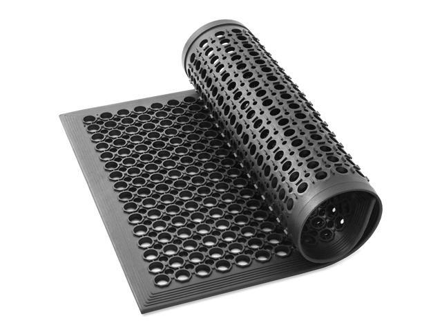 GRIDMANN Rubber Floor Mat, 24' x 36' Anti-Fatigue Drainage Mat, Non-Slip and Grease Resistant for Restaurants, Commercial Kitchens, Bar Floors, Black