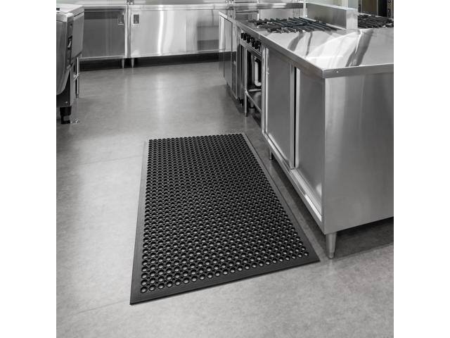 GRIDMANN Rubber Floor Mat, 36' x 60' Anti-Fatigue Drainage Mat, Non-Slip and Grease Resistant for Restaurants, Commercial Kitchens, Bar Floors, Black