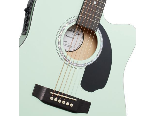 Ashthorpe Full-Size Thinline Cutaway Acoustic Electric Guitar Package with 10 Watt Amp - Mint Green