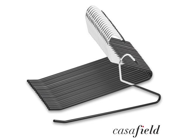 Casafield - 20 Open-Ended Pants Hangers - Easy Slide - Slim, Space Saving Design with Non-Slip Rubber Coating for Trousers, Slacks, Jeans, Skirts