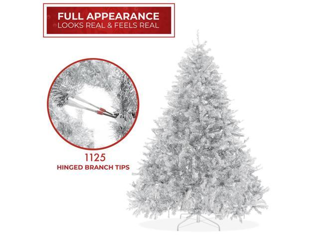 Casafield 6FT Silver Tinsel Artificial Holiday Christmas Tree with Sturdy Metal Stand