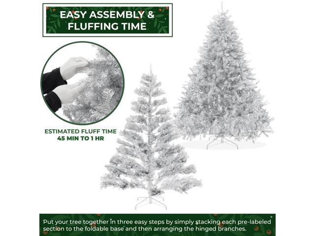 Casafield 6FT Silver Tinsel Artificial Holiday Christmas Tree with Sturdy Metal Stand