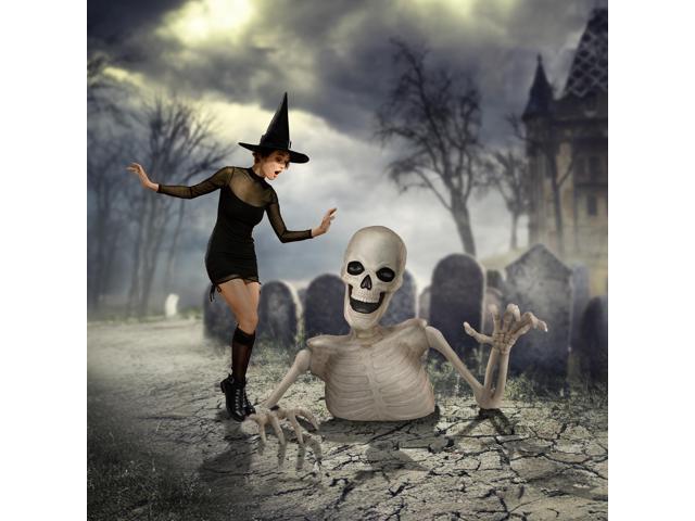 BOO BOX Halloween 48' Groundbreaking Skeleton - Scary Outdoor Halloween Decorations for Porch or Yard