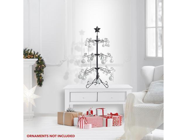 Casafield Ornament Display Christmas Tree with Stand - 3' Black Wrought Iron Ornament Holder