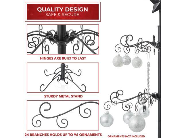 Casafield Ornament Display Christmas Tree with Stand - 3' Black Wrought Iron Ornament Holder