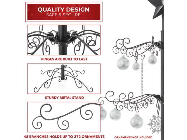 Casafield Ornament Display Christmas Tree with Stand - 6' Black Wrought Iron Ornament Holder