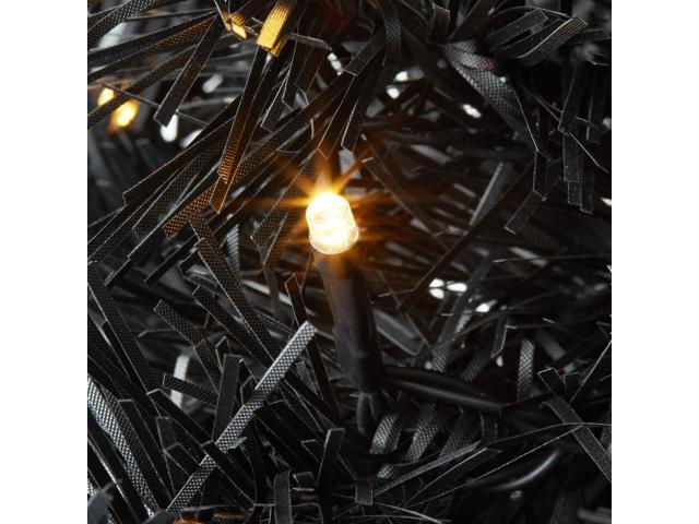 Casafield 2FT Pre-Lit Artificial Mini Christmas Tree, Black Tabletop Holiday Tree with White Lights and Velvet Bag Base